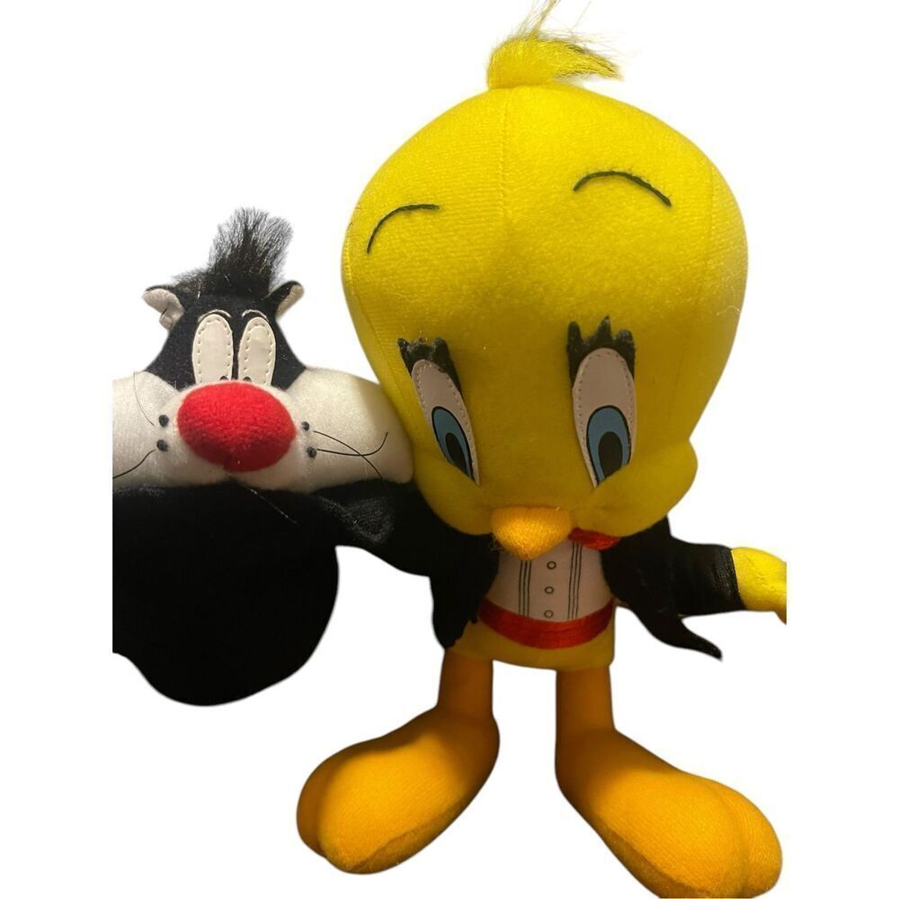 Looney Tunes Kids Yellow Red With Sylvester Hat Tweety Bird Plush Stuffed Toy